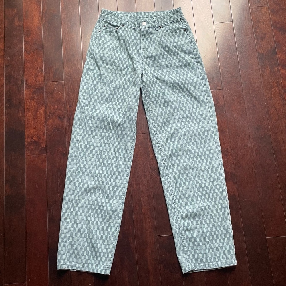 Future Collective Jeans Women 00 Blue Checkered Denim Straight leg